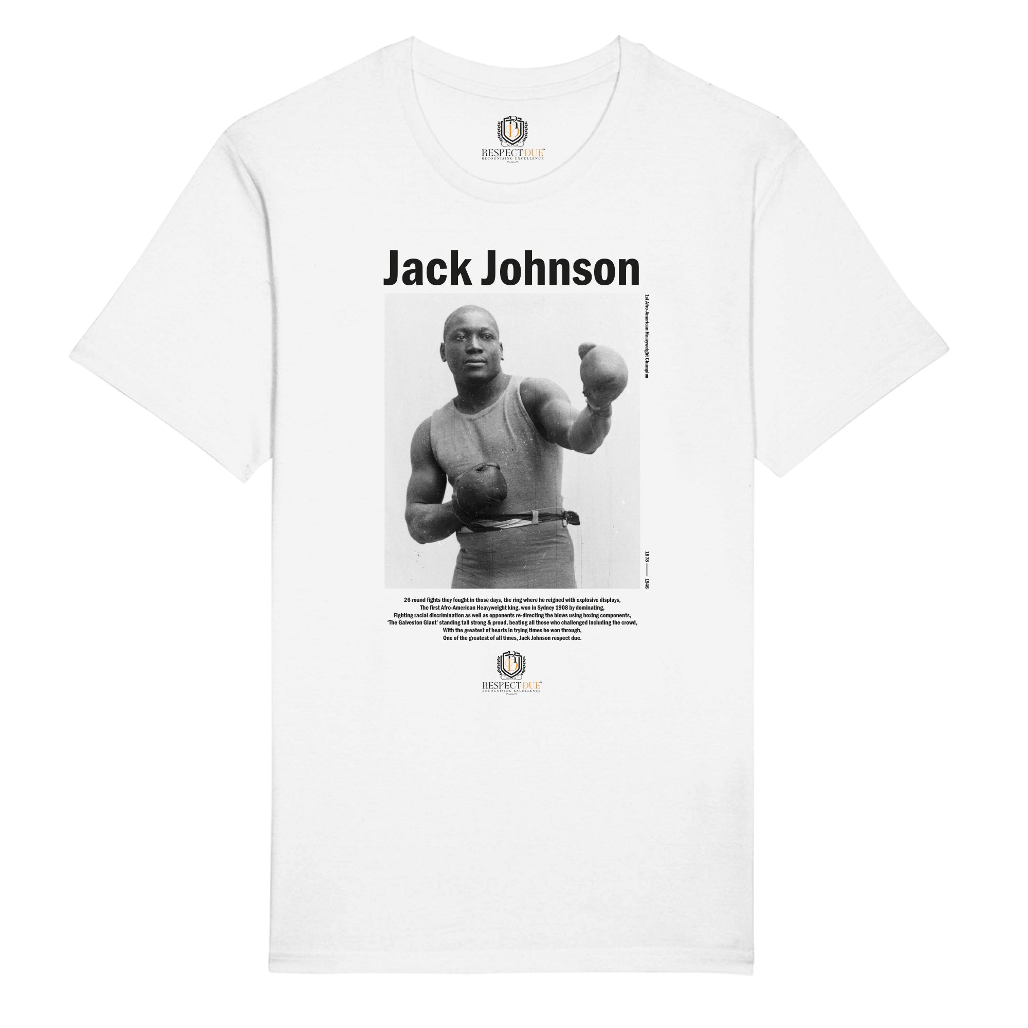 Jack Johnson on a white base, 100% certified organic tee.